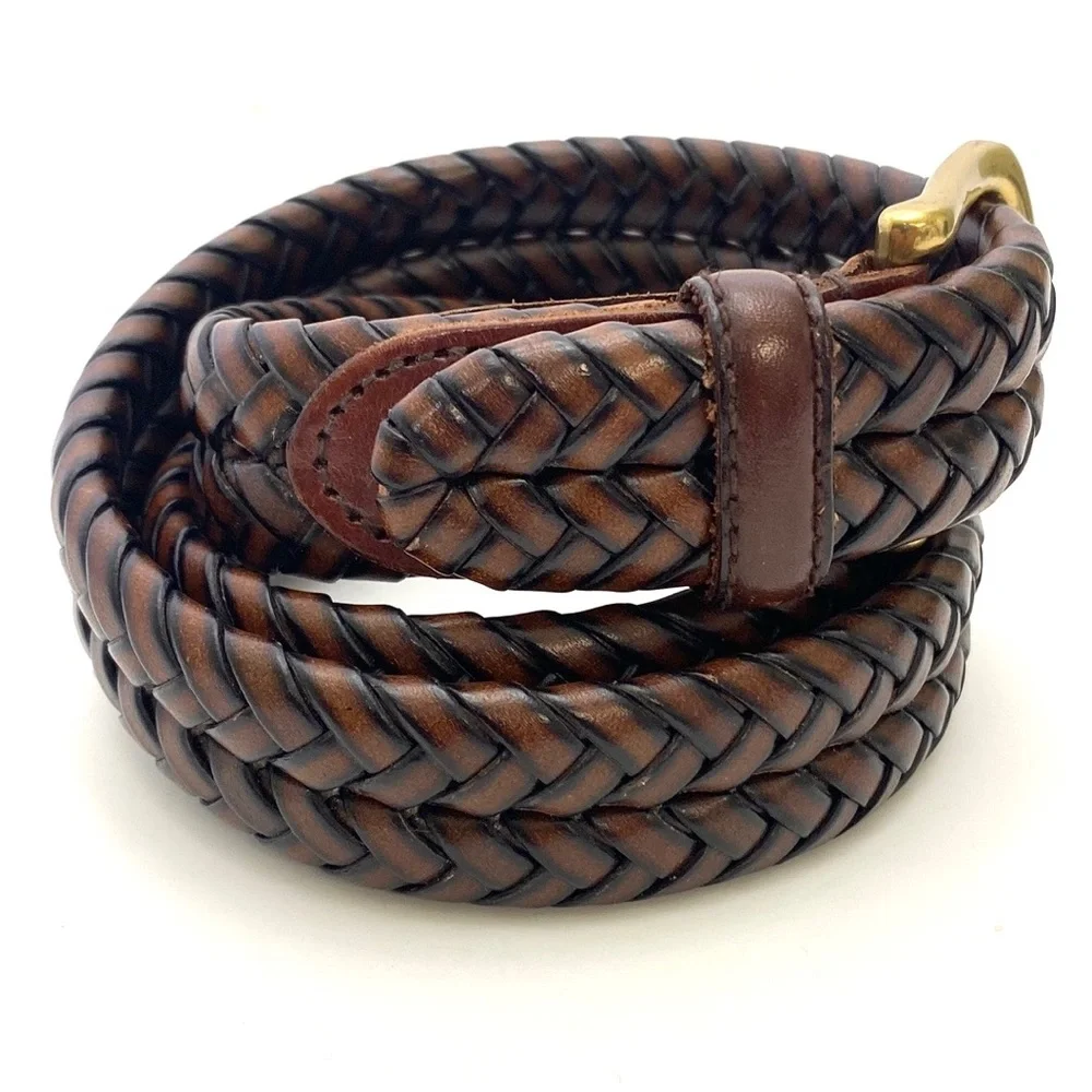 Fossil Men's Maddox Brown Leather Braided Trouser Belt